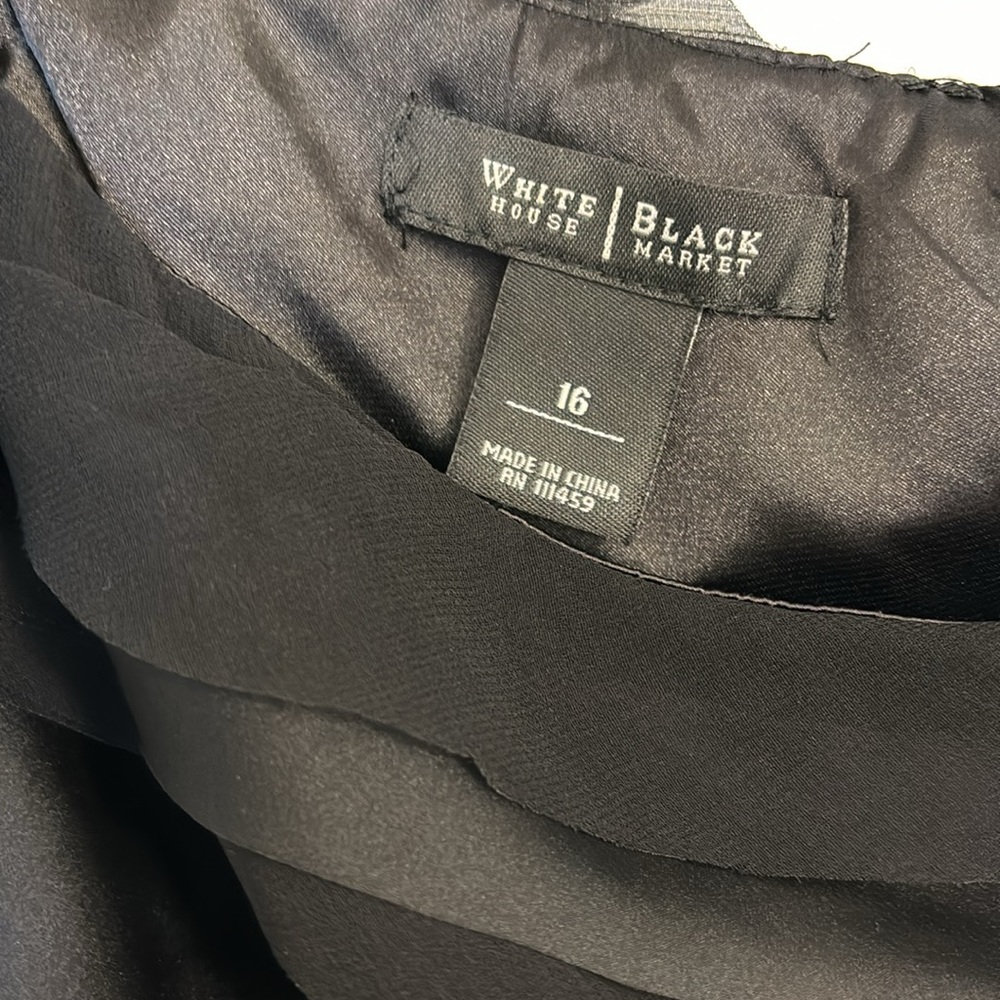 White House Black Market One Shoulder Black Blouse NWOT Size 16 - Picture 2 of 5